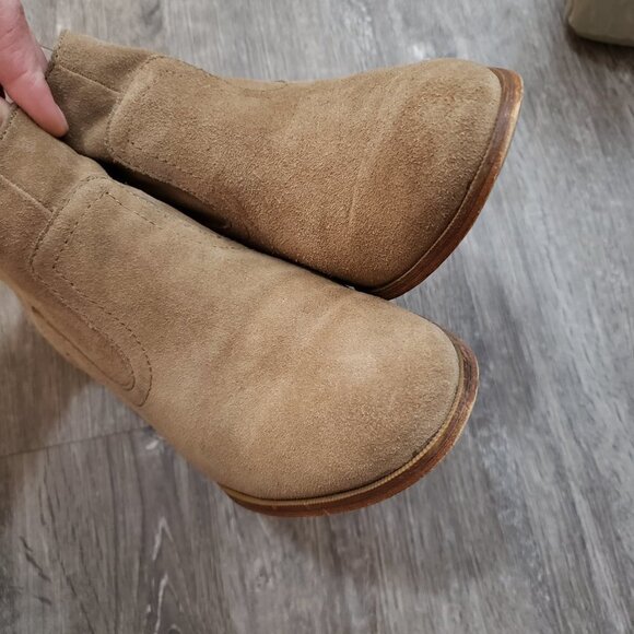Pegabo Genuine Suede Leather Ankle Booties Sz 9 Sand - Picture 5 of 8
